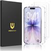 UNBREAKcable Confezione da 3 pellicole proteggi schermo per iPhone 17, in vetro temperato infrangibile doppio [cornice di facile installazione] [durezza 9H] [99,99% HD trasparente] [compatibile con