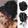 FDEETY Chignon Capelli Finti con Cartella Riccio Ondulato Capelli Naturale Chignon Coda di Cavallo Capelli Estensioni dei Capelli Sintetici per Donne(Nero)