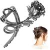 Mabor Fermagli per capelli a forma di fiore con rosa nera, grandi clip per capelli a forma di cuore, in metallo, per donne e ragazze, accessori per capelli gotici, forte tenuta, morsetti per capelli