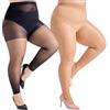 Aaronano Collant senza dita dei piedi, taglie grandi, 2 paia, Colore della pelle+nero, XL-XXL Große Größen