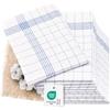ZOLLNER 12 Strofinacci, Cotone-Lino, 60x80 cm, Super assorbenti, Senza Pelucchi - Lavabili a 95°C - a Quadri Blu e Bianchi - qualità gasdtronomica - Certificato Oeko Tex®