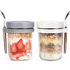 PIQIUQIU Overnight Oats - 2 contenitori per l'avena, con coperchio e cucchiaio, 400 ml, per yogurt e frutta, 2SNB40