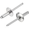 QUARKZMAN 50Pcs 3/16x5/8 304 Acciaio Rivetti A Testa Tonda A Flangia Larga Rivetti Ciechi A Estremità Aperta Con Cappuccio Grande Per Edilizia Produzione Aerospaziale (Argento)