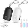 Hion Allarme Personale ricaricabile, 130 dB Forte SuonoAllarme di Sicurezza Personale Allarme Autodifesa per Donne/Bambini/Ragazze/Anziani con Torcia LED(Bianco+Nero)