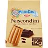Mulino Bianco Biscotti Frollini Nascondini con Cioccolato da Mordere, Senza Olio di Palma, Colazione Ricca di Gusto, 1 Kg (Confezione da 6)