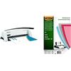 Fellowes 5227901 Rilegatrice Dorsi Starlet 2+, 12 Fogli & 5376001 Copertine per Rilegatura in PVC Trasparente, Formato A4, 150 Micron, Confezione da 100 Pezzi