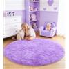 VOFUSHON Tappeto Camera da Letto 150x150 cm Viola, Tappeto Salotto Moderno Peloso e Tappeto Rotondo Bambini Lavabile a Mano Antiscivolo, Tappeto Tondo per Cameretta