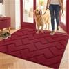 Biscpro Zerbini per Ingresso Interno,80x100cm Tappetino Antiscivolo Lavabile in Lavatrice,Zerbino d'Ingresso Polipropilene Assorbenti per Interno,Ingresso,Esterno,Corridoio,Balcone-Rosso