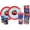 FUN HOUSE Set completo di stoviglie Disney Cars per bambini, 2 piatti fondi + 2 bicchieri + 2 set posate + 1 bicchiere cannuccia, licenza ufficiale riutilizzabile | marca francese | idea regalo