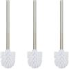 Relaxdays Scovolino per WC, Set da 3, Scopino da Bagno, Manico in Acciaio Inox, Testina Rimovibile, HD 35 x 8 cm, Bianco