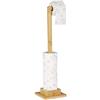 Relaxdays Piantana Portarotoli in Bambù, HxLxP: 71,5x23,5x19 cm, Supporto Autoportante per 5 Rotoli di Scorta, Naturale