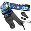 BestSounds Van Gogh Starry Night - Tracolla per chitarra con bottone e 2 chiusure a tracolla per basso, chitarra elettrica e acustica, Notte stellata, Taglia unica