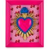 Henriette quadro cornice 22x18 cm con cuore e ciliegia cod.D19083