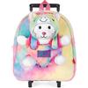 PERLETTI Zainetto con Rotelle per Bambina con Peluche Unicorno Kawaii - Zaino Trolley Bimba Morbido Multicolore Pupazzo Estraibile - Mini Zaino Regalo Bambino 3 4 5 6 Anni Scuola Materna (Trolley)