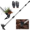 TOGETDREAM Estirpatore Erbacce con Manico Lungo 160 cm, Strumento per Rimuovere Le Erbacce Estrattore Zappa Orto Rastrello Giardino 2 in 1 Manuale Strumento da Giardinaggio per Diserbo per Giardino Tools