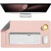 Jumdast Tappetino Scrivania, Sottomano Scrivania Antiscivolo e Reversibile | Sottomano da Scrivania Grande Impermeabile Similpelle PVC Tappetino per Laptop per Ufficio e Casa 33 x 60 cm, Grigio rosa
