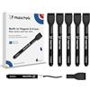 maxtek Pennarelli magnetici cancellabili a secco, 6 pezzi, a punta fine, con gomma, sottili, a basso odore, per classe, ufficio, casa