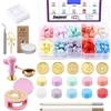 Swpeet Kit di 215 sigilli di cera con perline, timbri, scaldino, buste vintage e candele tealight per sigillare lettere e biglietti d'invito