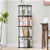 Generisch Libreria Girevole a 360° in Legno - 4 Ripiani Regolabili, Scaffale Verticale Portaoggetti per Uffici e Soggiorni, 45×45×129 cm, Nero