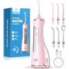 JTF Irrigatore Orale Senza Fili, 300 ML Idropulsore Dentale Portatile, 3+1 Modalità Professionale Elettrico Water Flosser per Pulizia Denti, Impermeabile IPX7 per Viaggi a Casa di salute orale（Rosa）