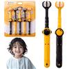 LaresDay 5 pezzi spazzolino manuale per bambini, spazzolino da denti a tre lati, extra morbido, per una pulizia delicata e la cura delle gengive (giallo)