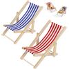 DIELOVEHUA 2 pezzi Sedia da Spiaggia in Miniatura, Sedia a Sdraio per Casa delle Bambole, Mini Sedia a Sdraio, Mini Sedia da Spiaggia in Legno, per Decorazione da Spiaggia in Miniatura