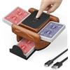 GJCrafts Mescolatore automatico di carte con 2 modalità - Compatibile con poker, bridge, UNO e altro - Batteria ricaricabile, contenitore ribaltabile e portatile per serate di gioco (legno)