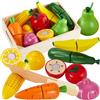 HERSITY Frutta e Verdura Giocattolo Legno Set di Cibo, Gioco Cucina Bambina | Accessori Cucina bambini 2 Anni, Cibo Legno da Tagliare, Educativo Regalo Compleanno per Ragazze Ragazzi 3 4 5 Anni