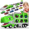 maysida Dino Transporter Truck con 6 Auto per Ragazzi di 3 4 5 6 7 Anni Dinosauri Trasporti Trucks Giocattolo Ejection Folding Dinosaur Race Track Truck Toy Car con 170 cm
