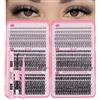 Bransfy Kit di extension per ciglia, 3 stili, 720 pezzi, fai da te, curvatura a D, 9-16 mm, ciuffetti con pinzette impermeabili e sigillanti e pennello (20D+30D+40D, kit)