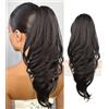 Shangxiu Extension a coda di cavallo, capelli lunghi ondulati e ricci con clip, extension sintetiche per trecce, extension per capelli da donna, colore marrone e nero, 45 cm