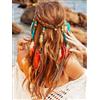Zoestar Cerchietto per capelli con piume e nappe, stile indiano, tribale, festival, costume per donne (stile 2, taglia unica)