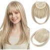 Benehair Frangia Clip Capelli Naturale Extension Frangetta Finta con Clip Sintetica French Bangs Fringe Hairpiece Posticci Adatto a Donna(Marrone Sabbia con Biondo, 30g)