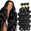 Hxxcoup Bundles Human Hair Extension Capelli Veri Tessituras Body Wave Unprocessed Brasiliani Vergini Hair 1B Natural Black Minimal Tangle for Woman 3 Bundle Total 300g 14 16 18 Inch