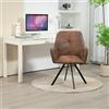 MEUBLE COSY Set di 2 Sedia da Ufficio Ergonomica Girevole 360°, Poltrona Scrivania in Pelle Scamosciata, per Studio e Home Office, con Base in Metallo, Marrone