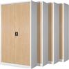 Jan Nowak Set di 4 Armadio da Ufficio C001 Archivio per Officina in Metallo Verniciato a polvere Chiudibile 195 cm x 90 cm x 40 cm (Bianco-Aspetto Legno)