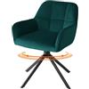 Sweetcrispy Sedia da Pranzo Velluto, Girevole a 360°, Sedie per Cucina, Sedia Camera da Letto Postazione Trucco, Capacità di Carico fino a 120 kg, Poltroncine, Verde Scuro