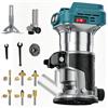 Yofuly Fresatrice Rifilatore per Legno Compatibile con Batterie Makita 18V, Fresa Legno con 6 Velocità | 13000-28000giri/min, Fresatrice Verticale con Set di 6 Frese da 6,35 mm(Batteria Non Inclusa)
