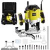 DEWINNER Fresatrice Verticale Legno 1800 W 10000-26000 giri/min DEWINNER, Fresatrice per Legno con Set di 12 frese,7 Velocità,Pinza 6/8/12 mm, Regolazione Della Profondità Della Fresa,Scatola di Plastica