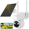 GNCC 4G LTE Telecamera Esterno Solare con SIM, 2K 3MP Telecamera Senza Fili con 7800mAh Batterie e SD Card, Rilevamento del Movimento, Audio Bidirezionale, Visione Notturna a Colori, IP65, 336°/90°