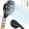 REETEE Soffione Doccia Anticalcare,Soffione Doccia con Filtro a 15 Fasi, 8+2 Modalità di Spruzzo Soffione Doccia ad Alta Pressione e Risparmio Idrico, Doccia Soffione con Doccetta (nero)
