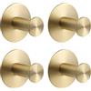 SAYAYO Ganci Adesivi Ganci Portasciugamani in Acciaio Inox Gancio Accappatoio Bagno, Gancio Appendiabiti Autoadesivo Appendi Strofinacci Cucina, 4 Pezzi, Oro