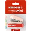 Kores - Mini cucitrice rosa soft + 1000 graffette 24/6, compatibile con 26/6, capacità 12 fogli carta 80g, 6x4,5x3cm, distanza pinzatura 17mm, ideale come materiale da ufficio, perfetto per astuccio