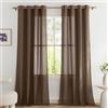 PONY DANCE Tende Soggiorno con Anelli Tende Lino Camera da Letto Semitrasparenti Filtro Luce Linen Curtains per Salotto Eleganti 2 Pezzi L 140 x A 220 CM, Bruno
