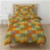 Riad Arredo Set Copripiumino 100% Cotone Morbido Mano Delicata - Parure Sacco Piumino con Federe Made in Italy (Puzzle Yellow,Piazza E Mezzo 200x250 cm + 1 Federa 52x82)