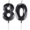 mciskin Candele nero per 80° compleanno, candela 3D numero 80 per torta, decorazioni per 80° compleanno per donne uomini, candele decorazioni nero Torta Topper per feste Suppie