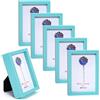 Winlor Cornici piccole, Cornice per foto per bambini in formato mini, 2x3'', Set da 6, Per decorazioni da tavolo, Cornice per foto Polaroid con magnete morbido, Simpatici magneti da frigorifero, Blu