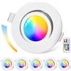 GeyouLux Faretti da Incasso LED Dimmerabili RGB, Faretti a 230V 68mm in Alluminio, IP44 5W 3CCT Plafoniere Orientabili a 120°+ 45°, Faretti da Incasso Bianchi con Telecomando IR per Bagno, 6 Pezzi