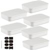 CNKHDZ Set di 6 contenitori con coperchio, contenitori impilabili con coperchio, contenitori in plastica, contenitori per scaffali, cucina, bagno (Bianco, 36.5 * 26 * 7.7cm)