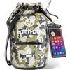 Earth Pak Borsa Impermeabile con Tasca Frontale - Ideale per Kayak, Canottaggio, Pesca, Rafting, Sci, Nuoto, Campeggio, e Snowboarding (Mimetico, 20L)